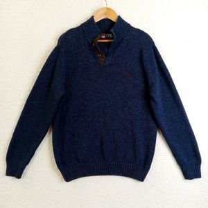 Chaps Sweater Mens 3 Button Large Dark Blue‎ Cotton
